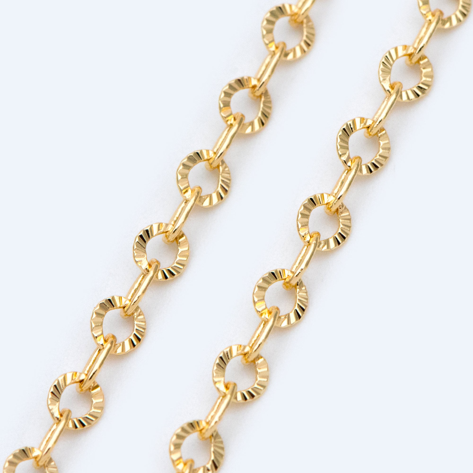 Gold Round Cable Chain 3.2mm, 18K Gold plated Brass, Circle Link Chains (#LK-404)/ 1 Meter=3.3ft